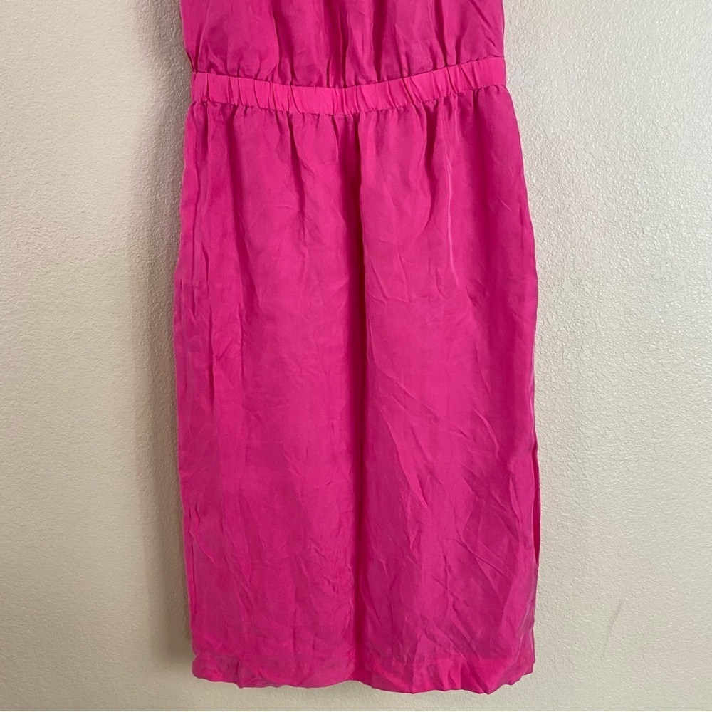 J Crew New Womens Size XXS Pink Cupro Sleeveless Cinched Waist Lined Midi Dress - Picture 6 of 13